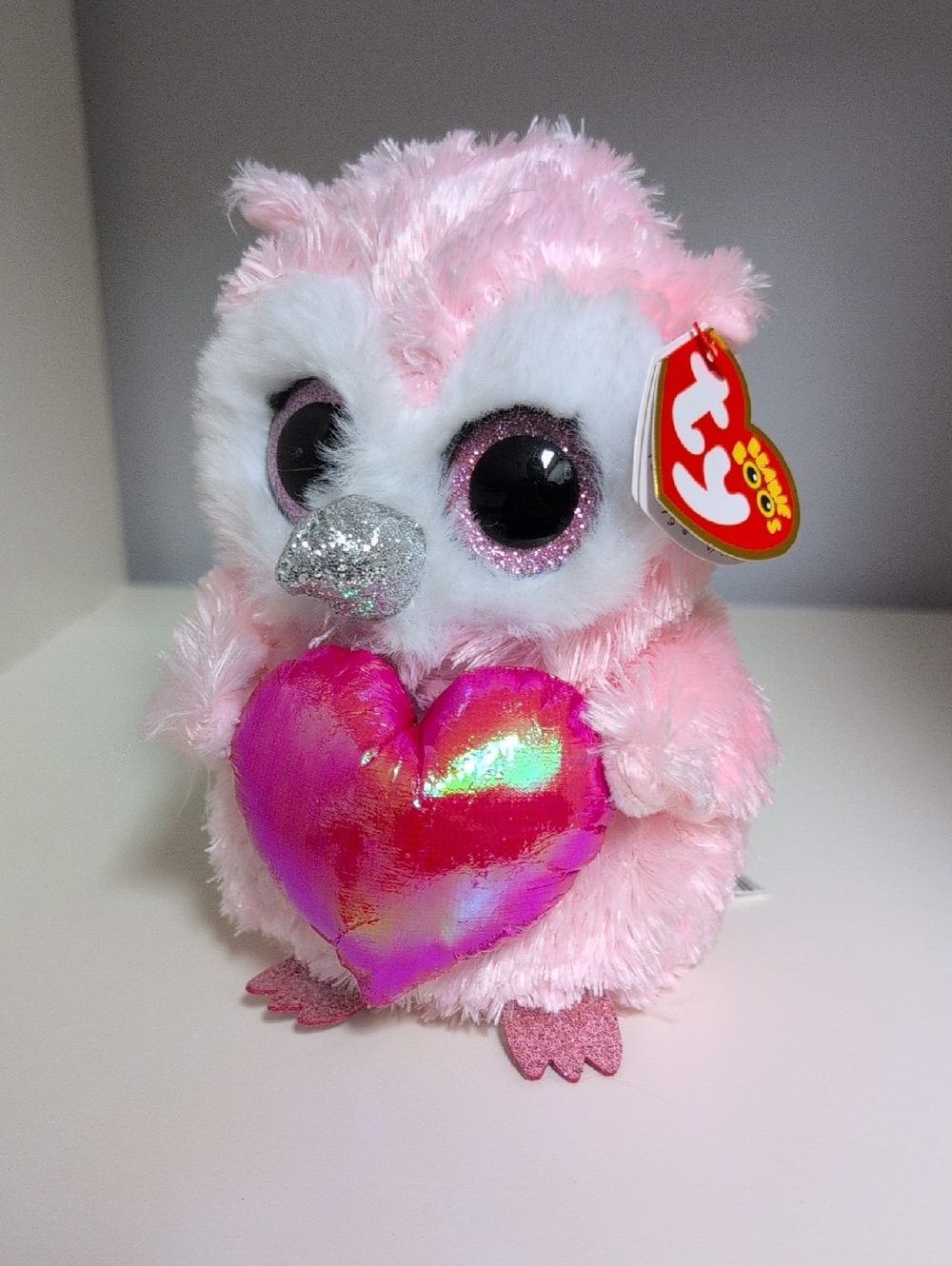 💜2/$20💜 Ty Beanie Boos Whisper The Pink Owl 6" BNWT Love Heart Valentine